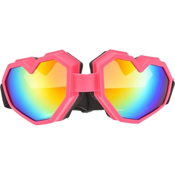 ?Women Pink Heart Shaped Sunglasses Fashion Ski Goggles Oversize Love Glasses main image 4